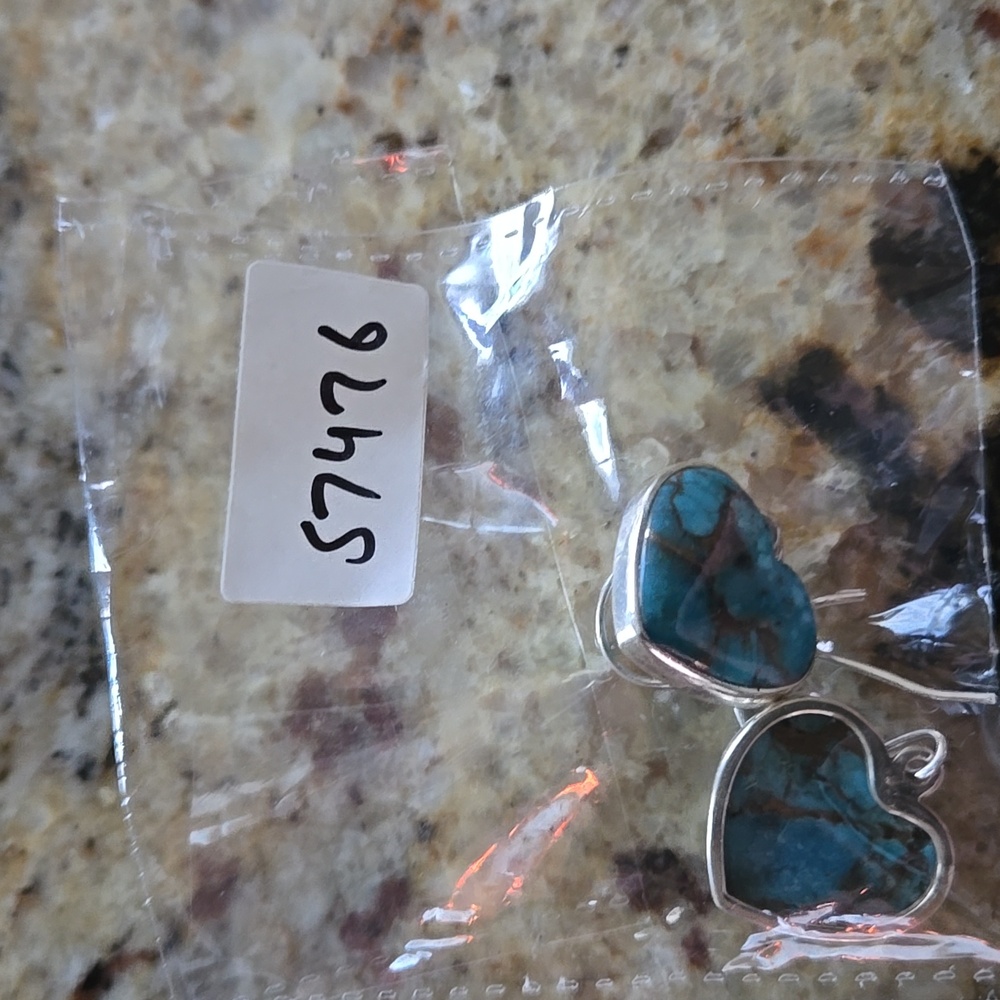 Turquoise Heart Earrings - Picture 6 of 6